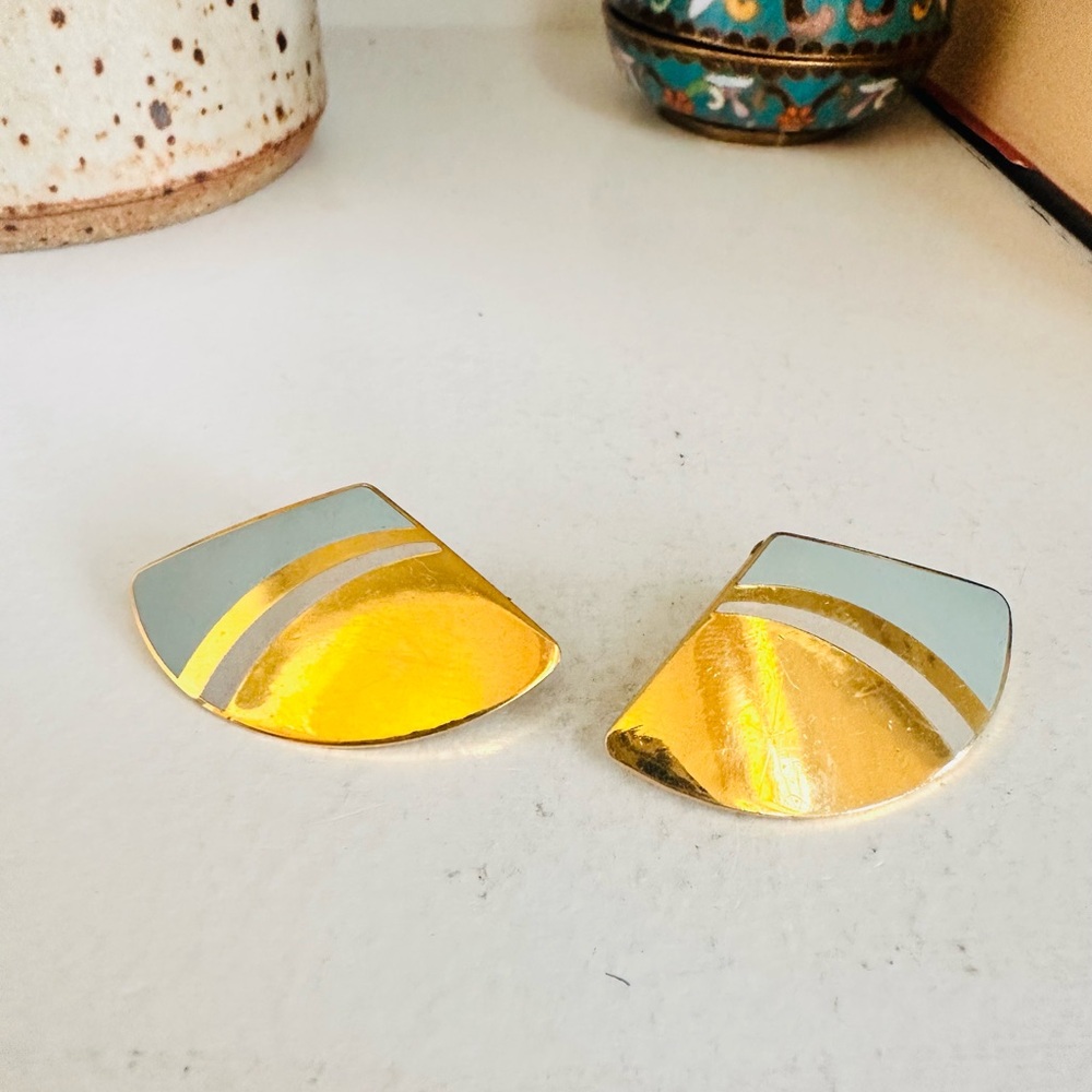 Laurel Burch Gold and Gray Geometric Earrings